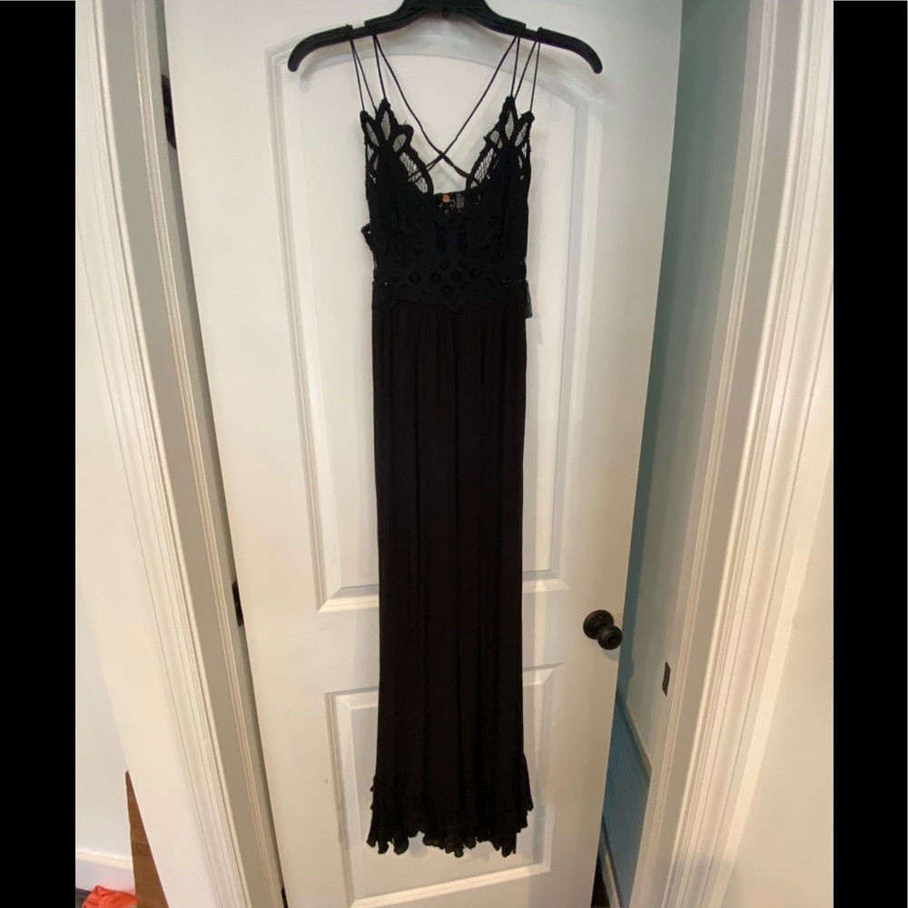 Free people black lace maxi dress